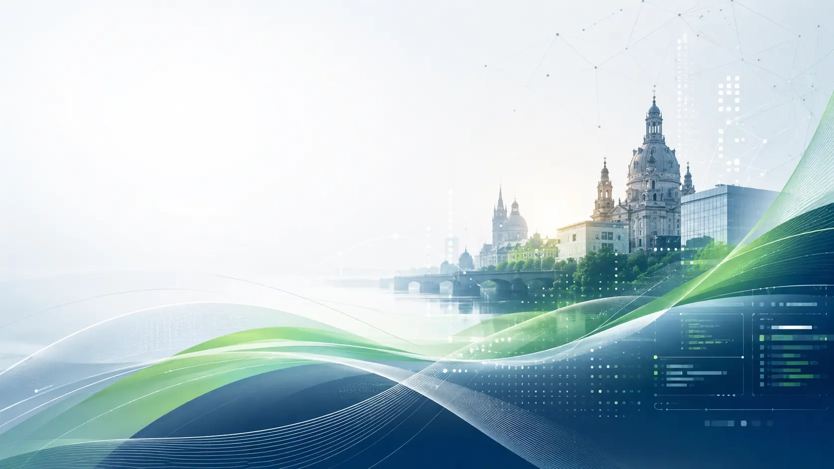 Abstrakte technische Systemlandschaft von Santhura Solutions